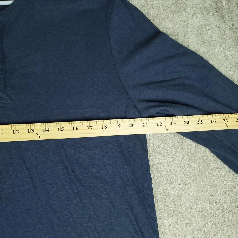 Marine Layer Shirt Mens Large Blue Long Sleeve Henley Soft Lightweight Tee - Picture 6 of 10
